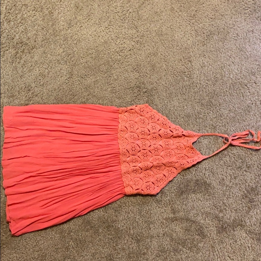 Pink orange summer halter dress